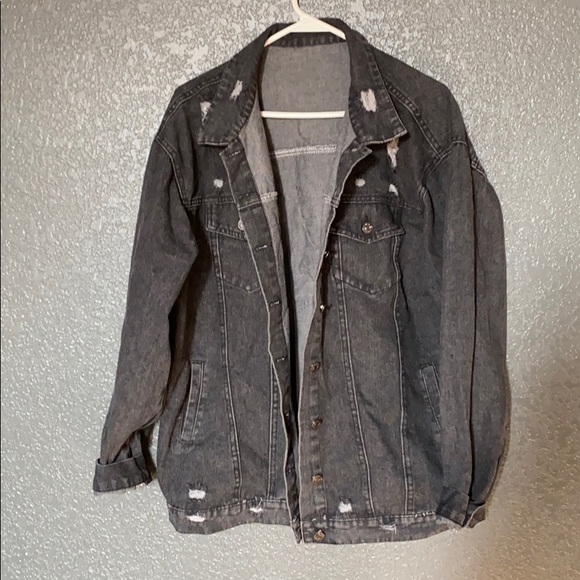 Oversized Gray Jean Jacket - Picture 3 of 4